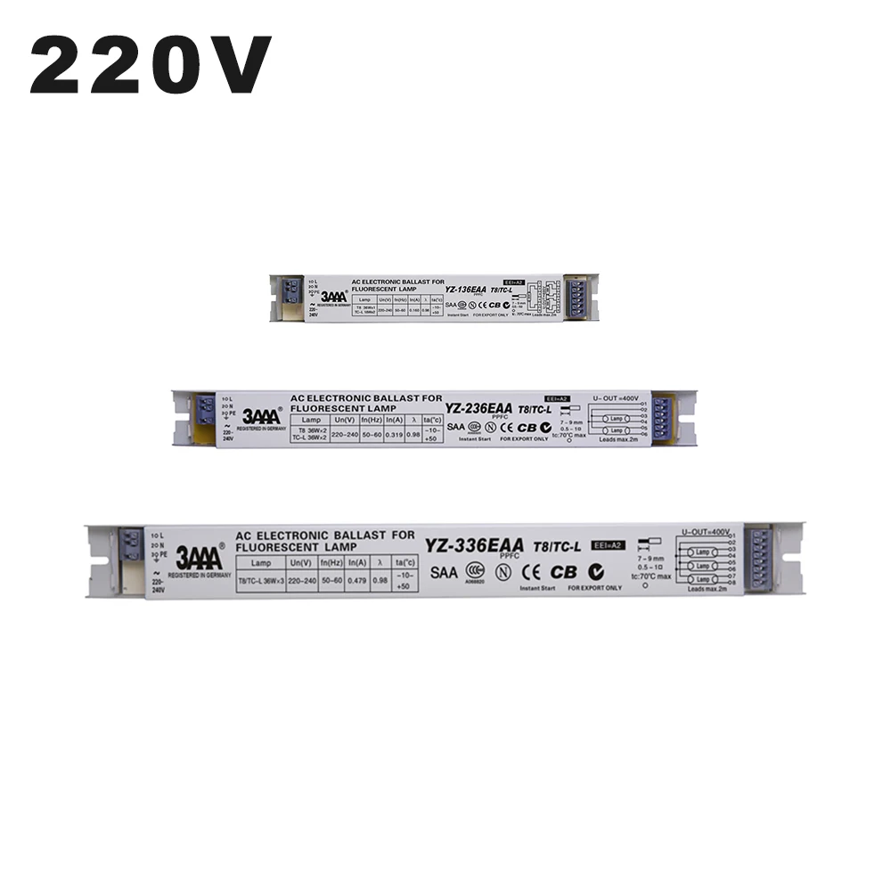 220V YZ-136EAA YZ-236EAA YZ-336EAA T8/TC-L 2*36W 3*36W T8 Electronic Ballast For T8 36W Fluorescent Lamp Advertising Light Box