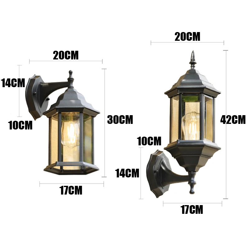 E27Wall Lamp Outdoor Lighting Retro Waterproof Courtyard Garden lights Landscape Lighting Porch Lights On The wall Street lamp