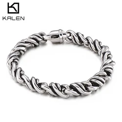 Kalen Punk Simple Twisted Chain Armband Homme High Quality Stainless Steel Bracelet Jewelry