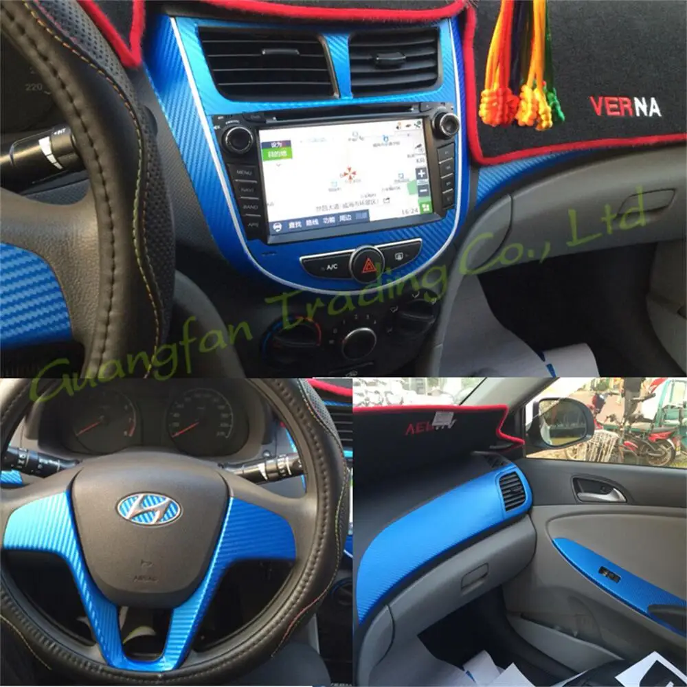 For Hyundai Verna 2010-2016 Car-Styling 3D/5D Carbon Fiber Car Interior Center Console Color Change Molding Sticker Decals