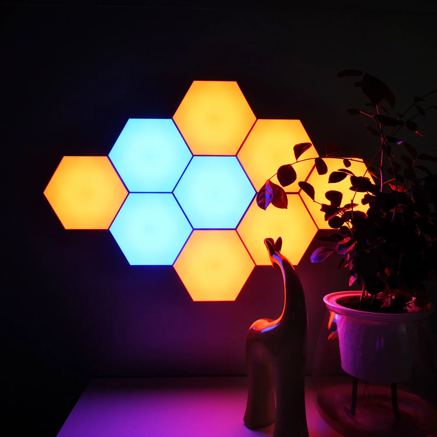 New Hexagon Wall Gaming Night Light for Bedroom Rgb Touch Sensor Indoor Home Desk Lamp Decorative Illuminares