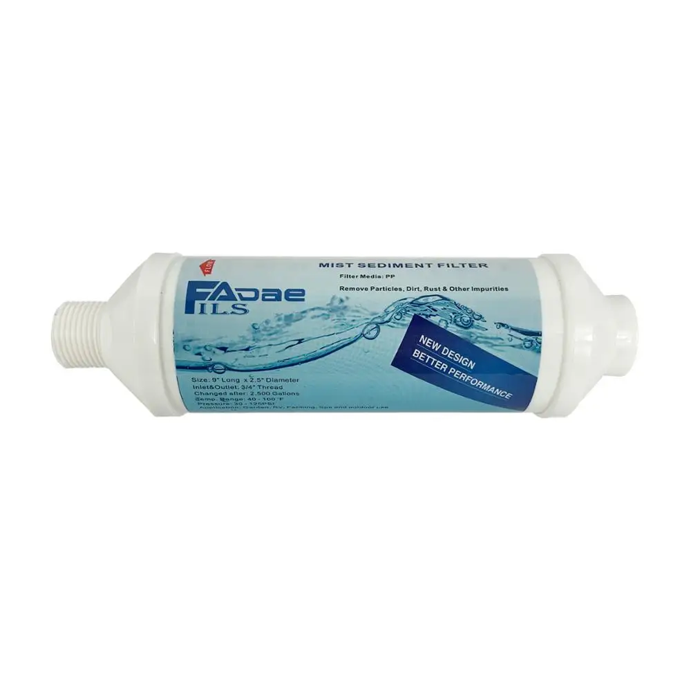 Filtro de sedimento de névoa com entrada e tamanho de saída de 3/4 "para sistema de embrulhamento