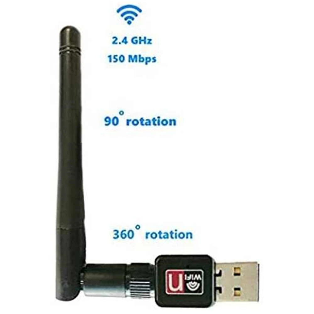 USB 와이파이 어댑터 동글 150Mbps 와이파이 수신기, 외부 안테나 2.4GHZ 150Mbps 무선 Lan 네트워크 카드