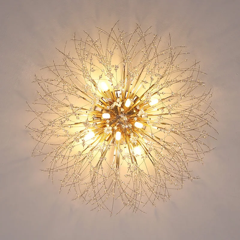 Popular Crystal Ceiling Lamp Dandelion for Home Decor Living Room Bedroom Indoor Lighting Hotel Corridor Decorative Luminaires