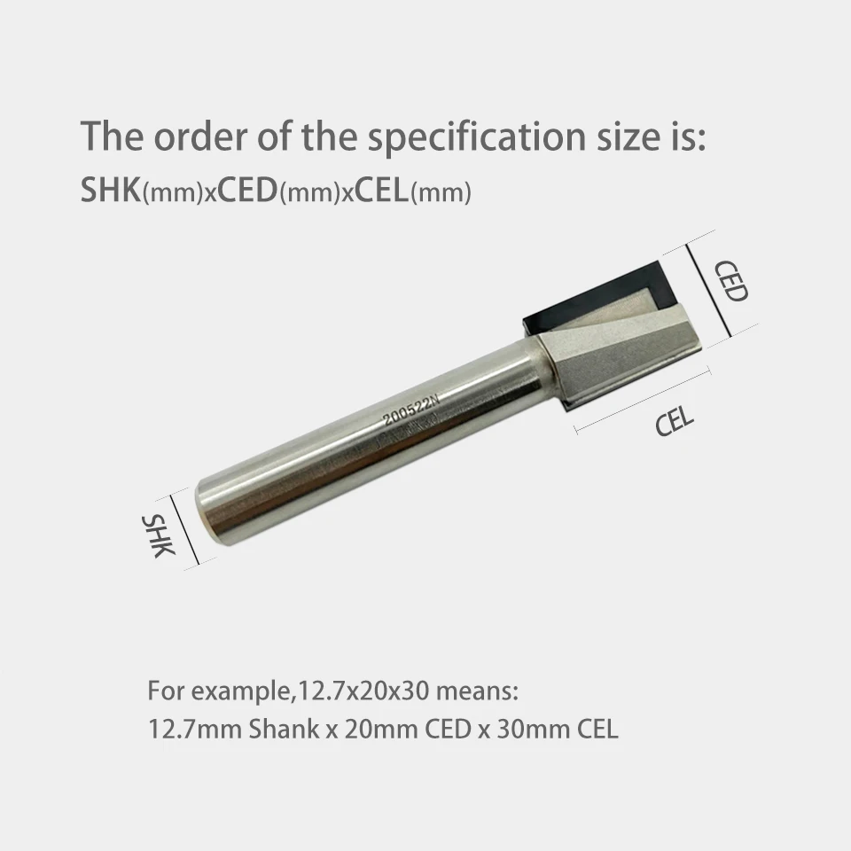 12mm 1/2 Shank Two Flutes PCD Straight Router Bit Wood Bottom Cutter Diamond T Slot Bit CNC Engraving Tool End Milling