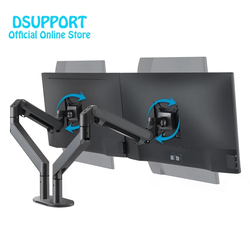 Dual Arm Monitor Mount Desk Stand,Fully Adjustable Aluminum Monitor Holder Gas Spring Monitor TV Mounting for 17-32'' OZ-2