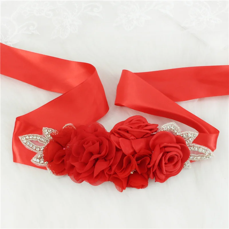 Wedding Accessories Bridal Wedding Belts Rhinestone Satin Flower Sash Woman Girl Waistband Wedding Sashes Belt