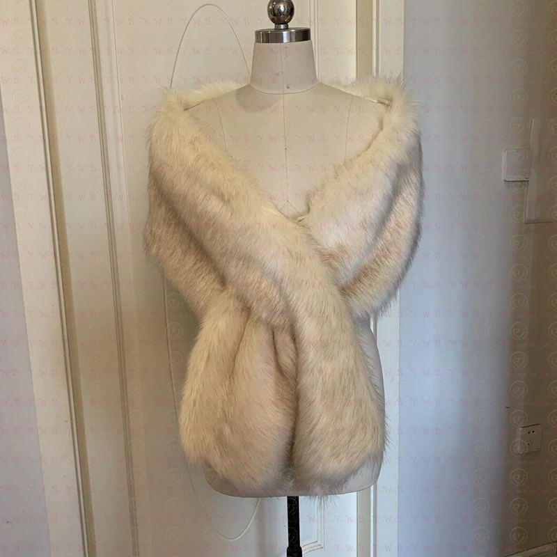 30 Kleuren Vrouwen Bont Capes Champagne Wedding Bolero Faux Fur Stole Bridal Jacket Formele Party Schouderophalen Lopen Naast Je De mariage