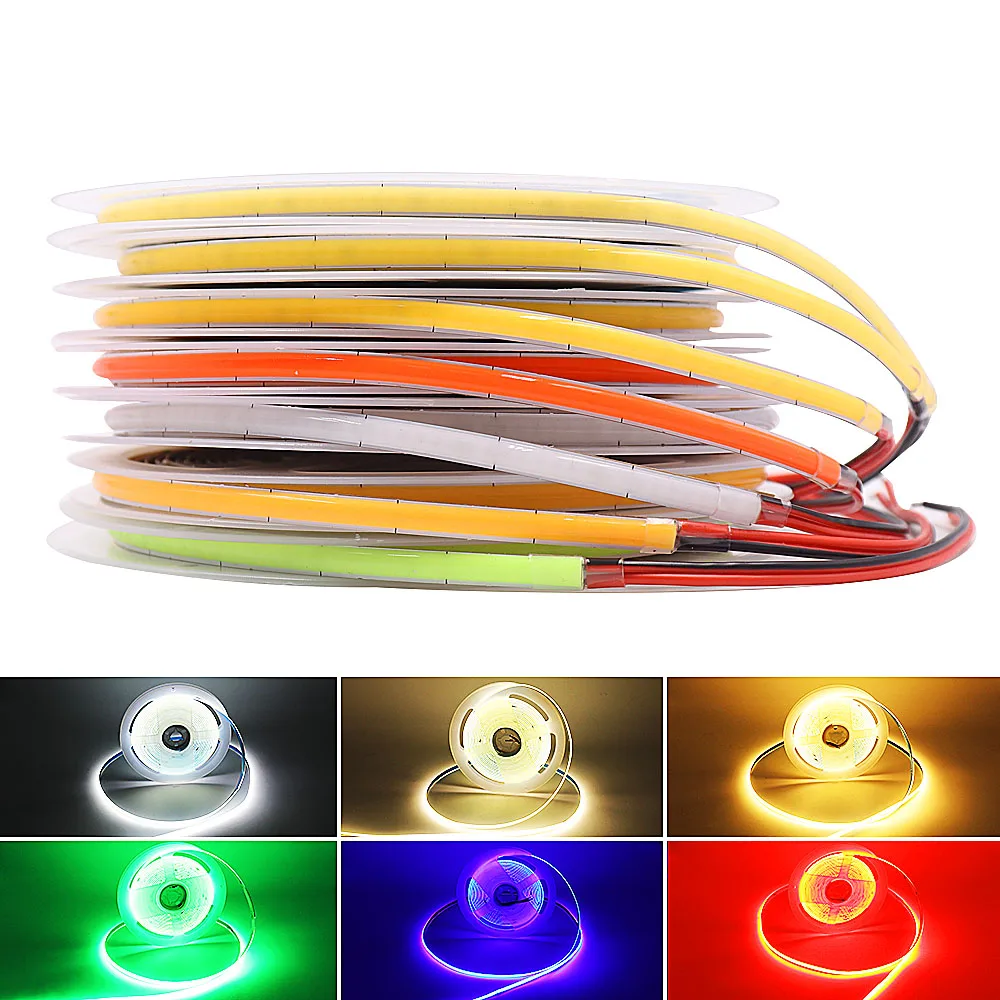 Dropshipping 5m FOB światło taśma COB LED 12V 24V 5mm 8mm 10mm szerokość RGB RGBW ct ściemnialna elastyczna taśma LED kolumna świetlna dekoracja