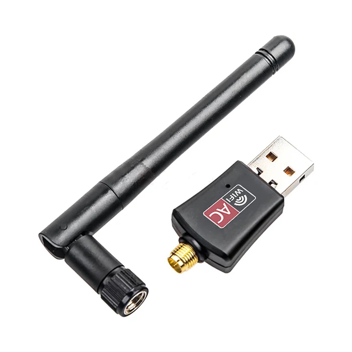 محول واي فاي لاسلكي USB 802.11B/G/N/AC ، نطاق مزدوج ، 600 ميجابت في الثانية ، RTL8811CU ، دونجل مع هوائي واي فاي خارجي 2.4 جيجاهرتز و 5.8 جيجاهرتز لنظام Android