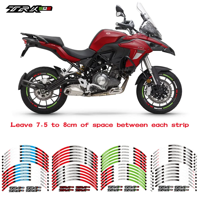 New high quality 12 Pcs Fit Motorcycle Wheel Sticker stripe Reflective  Rim For Benelli TRK 502