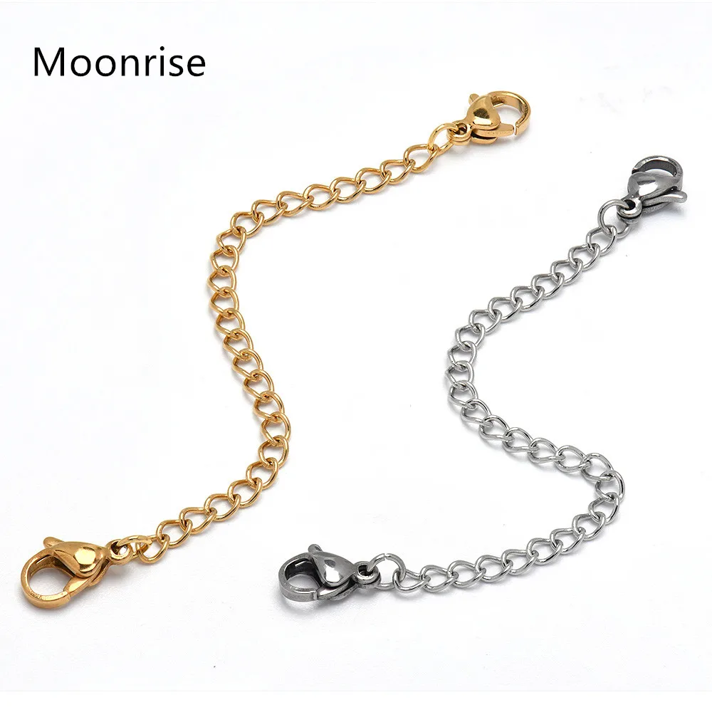 5Pcs Stainless Steel Necklace Extenders Bracelet Anklet Extension Chains with Lobster Clasps and Closures for Jewelry Making