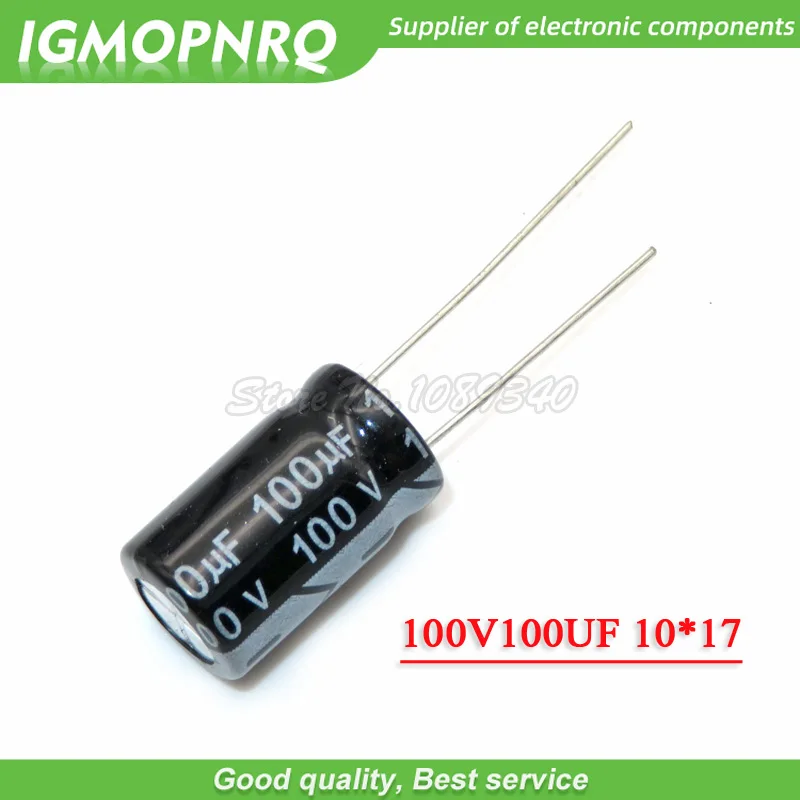 20PCS 100V100UF  10*17mm 100V 100UF 10*17 Aluminum electrolytic capacitor