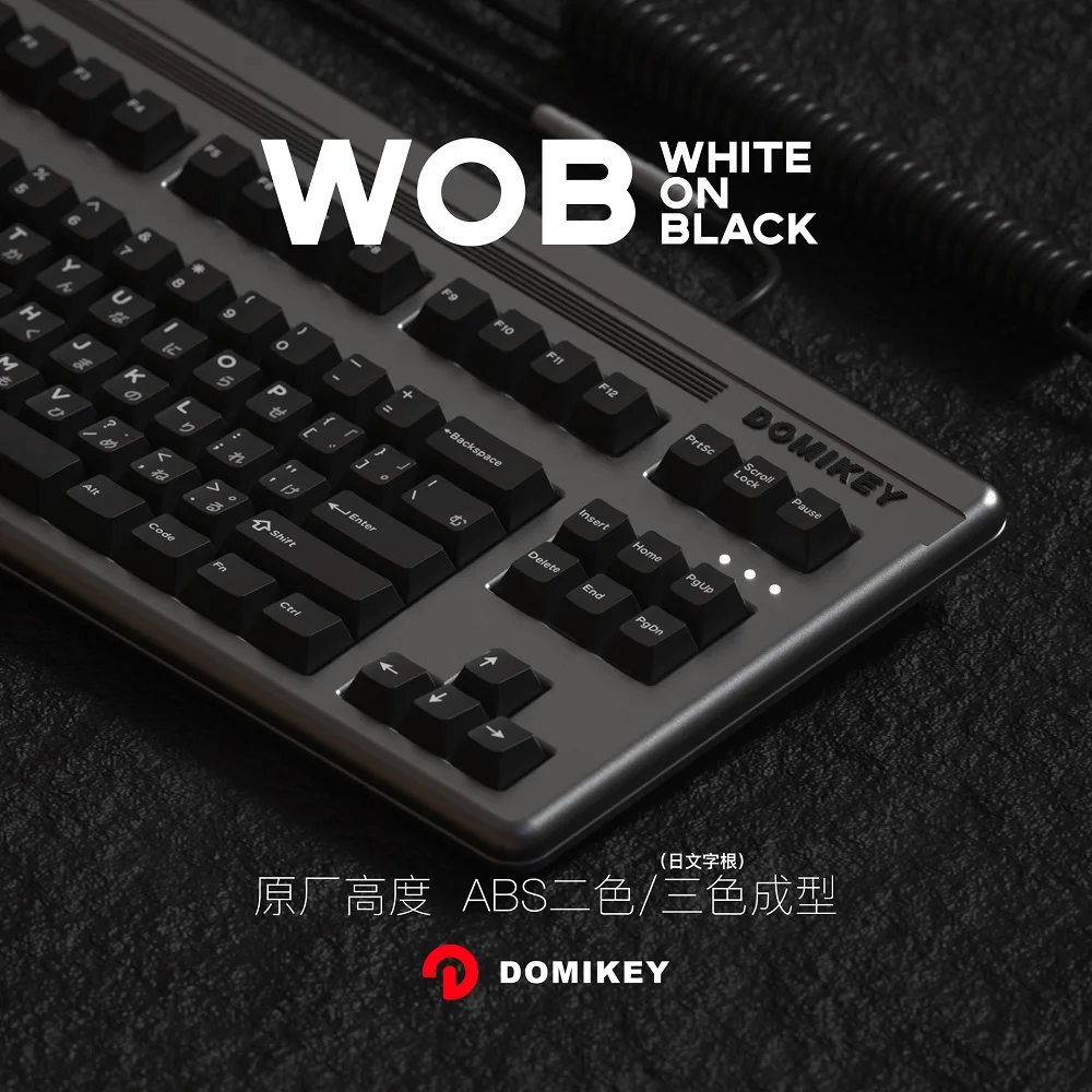 Domikey WOB Keycaps for Mechanical Keyboard Cherry Profile White On Black ABS Double Triple Shot Japanese Russian GK61 GK64