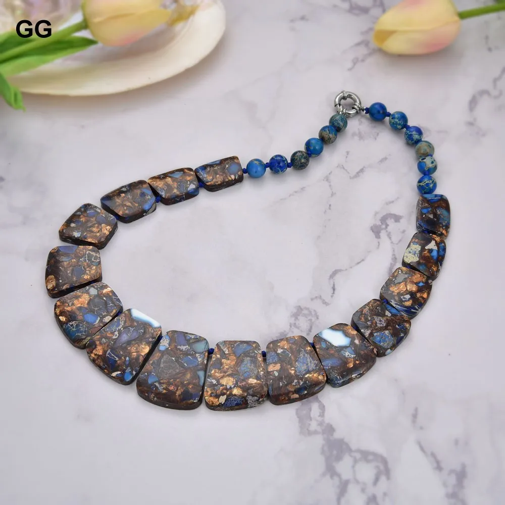G-G 19\'\' Mixed Color Sea Sediment Imperial Jasper Graduated Necklace