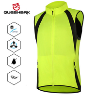 QUESHARK Men Reflective Windproof Waterproof Cycling Vest Sleeveless Quick Dry Breathable Bike Bicycle Running Jersey Gilet