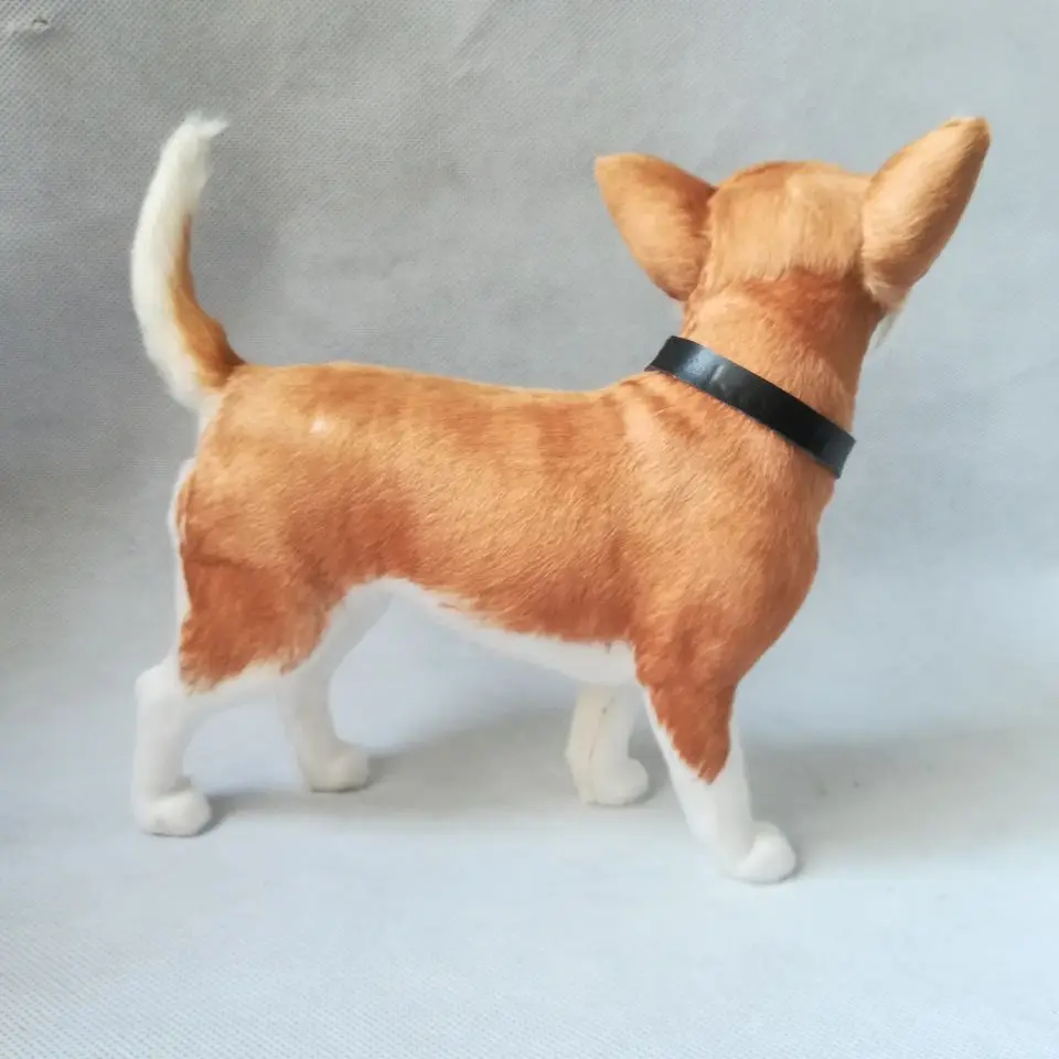 lifelike dog chihuahua hard model about 20x18cm, plastic&fur standing dog handicraft,home decoration toy Xmas gift w0550