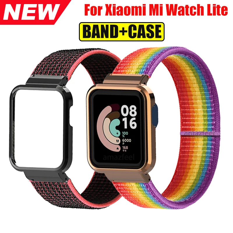 Nylon Strap For Xiaomi Mi Watch Lite Smart watch Bracelet Redmi Watch 2 Metal Case Protector Xiaomi Mi Watch Lite bumper frame