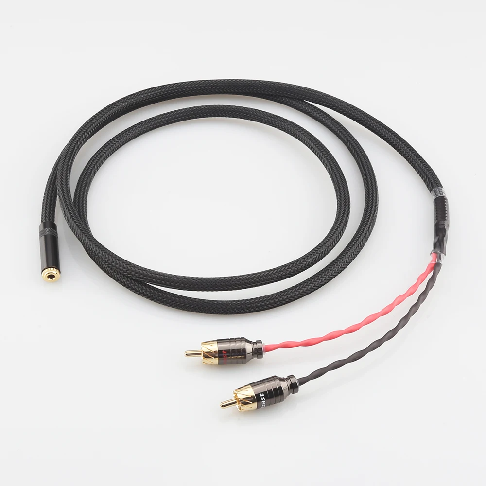 HIFI Audio Cable 3.5mm Female connector jack Stereo to 2 RCA Male Adapter 3.5 Audio aux Socket connector audio amplifier wire