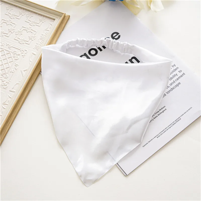 Ruoshui Solid Satin Bandanas For Woman Girls Triangle Head Scarf Ladies Summer Autumn Hair Scarf Hair Accessories Turban