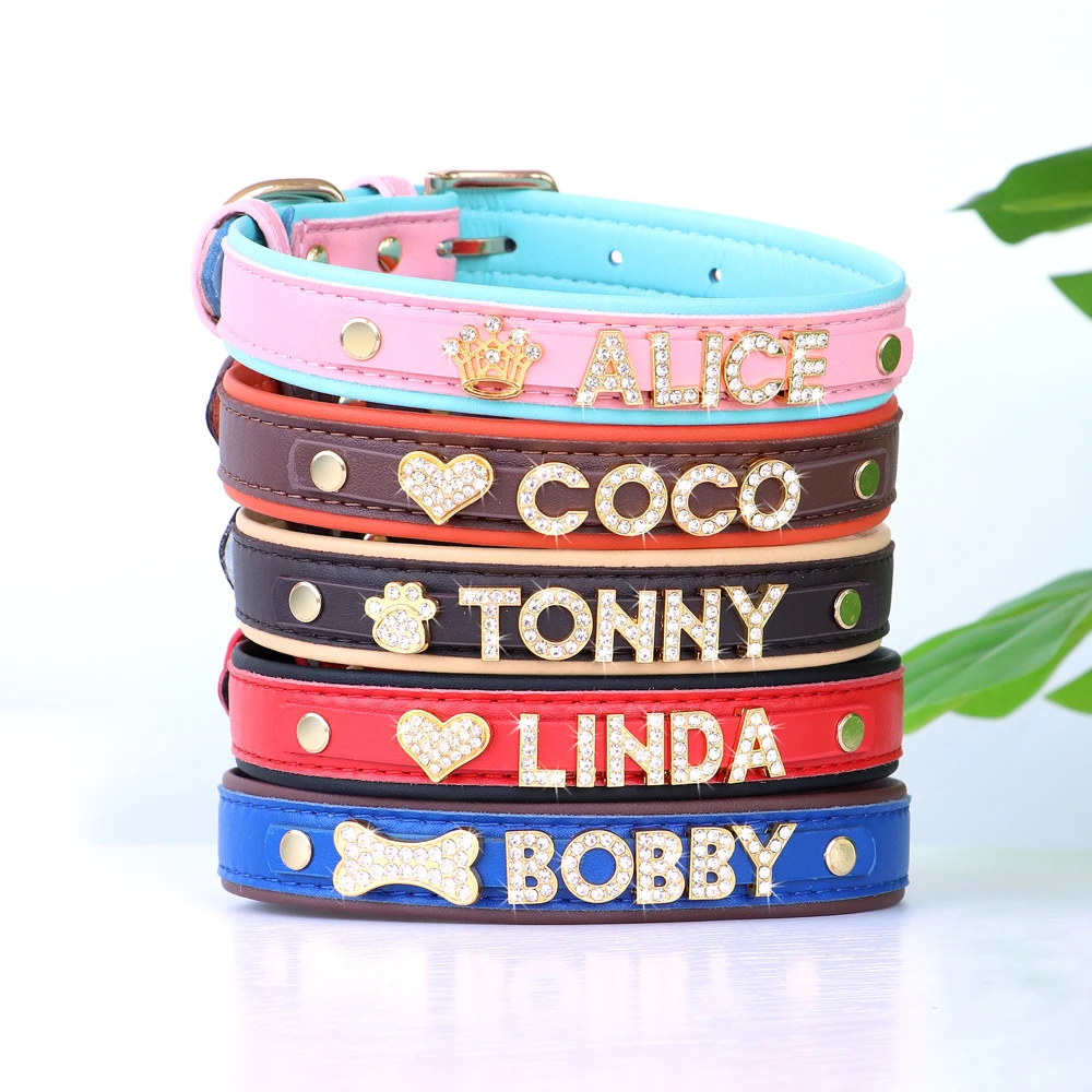 Personalized Cute Cat Collar Rhinestone Small Dog Puppy Collar Adjustable Pet Collars For Small Medium Dogs Cats Pet Accessories