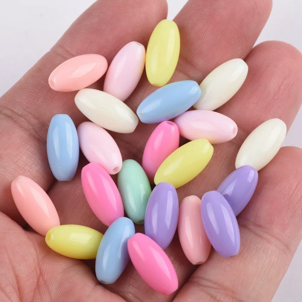 15x7mm Rugby Oval Shape Opaque Acrylic Plastic Loose Beads Wholesale Lot for Jewelry Making DIY Findings 50pcs