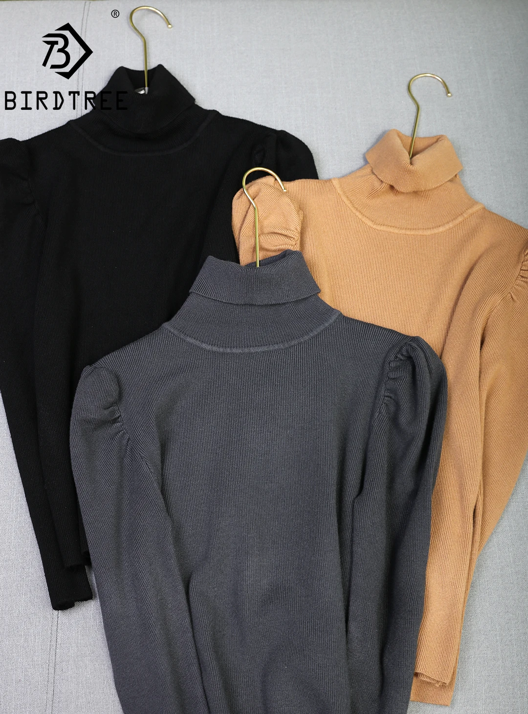 Maglioni dolcevita Basic manica a sbuffo autunno inverno top donna maglione sottile maglione lavorato a maglia maglione morbido Pullover caldo