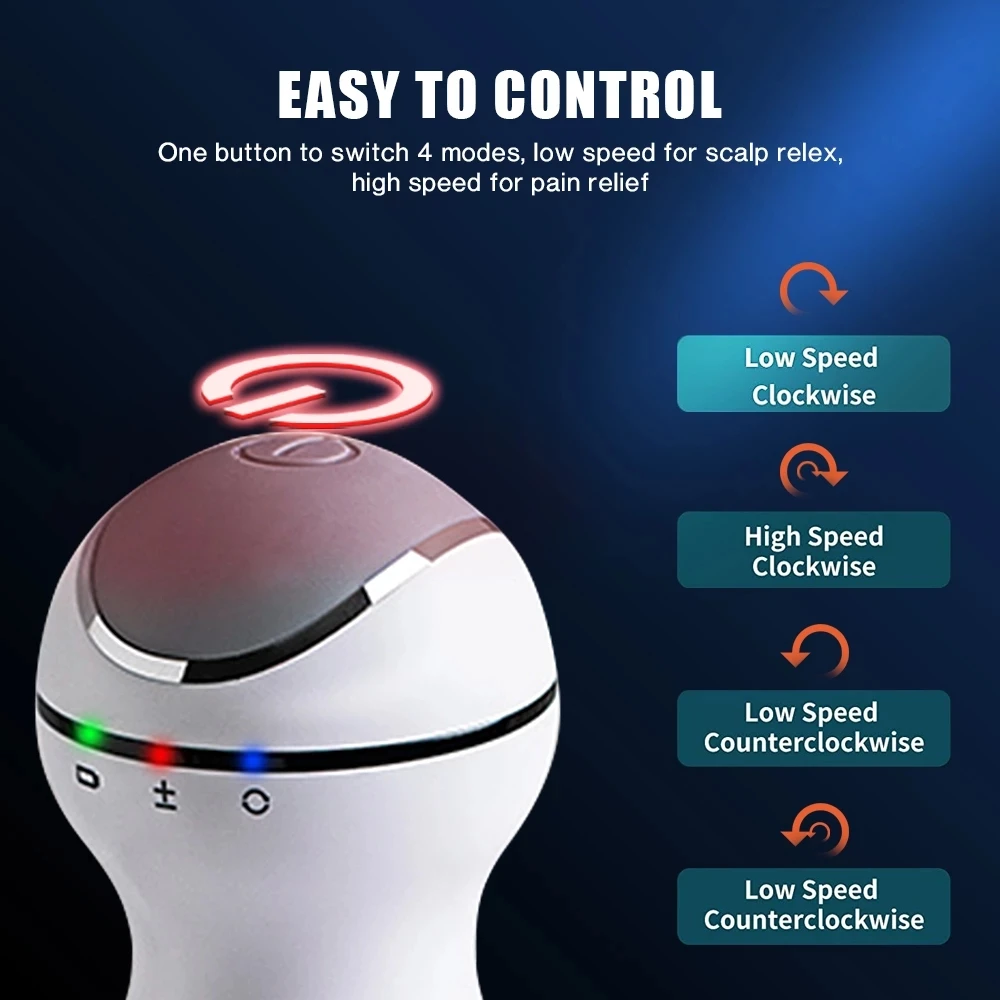 Syeosye Electric Head Massager Wireless Scalp Massager For Hair Growth Waterproof Deep Tissue Capillary Kneading Vibrating