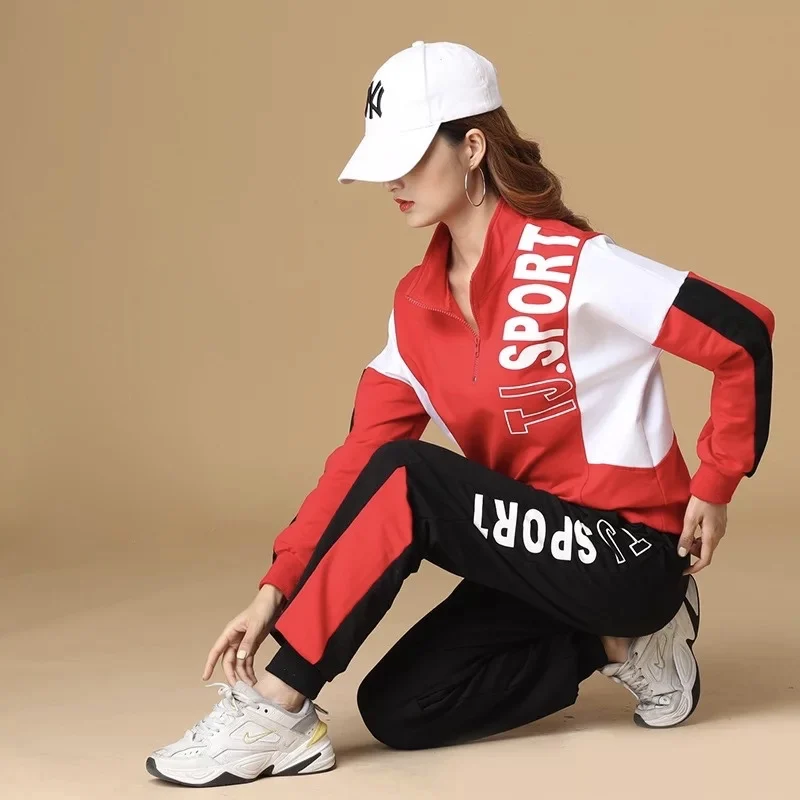 KE445  Dance Drag Step Dance Clothing Sportswear cotton Casual Female Autumn Winter Fashion tracksuit woman sports set woman