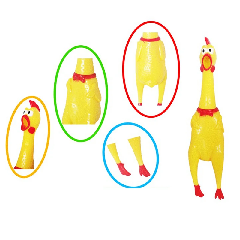 40cm Funny Yellow Shrilling Chicken Screaming Rubbe Sound Squeeze Pet Dog Toy Squeak Squeaker Chew Doll