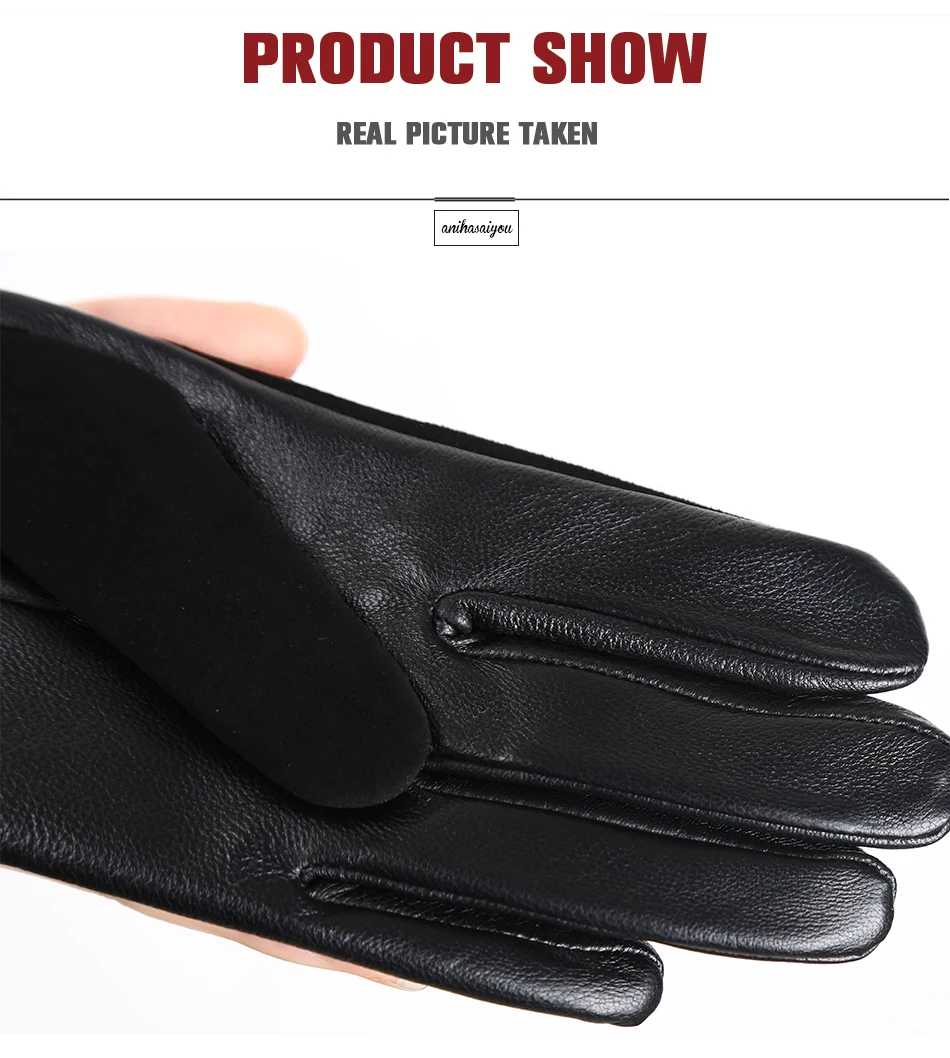 Good Quality Touch Gloves Color Winter Women's Leather Gloves Genuine Suede 50% Genuine Leather 50% Women's Gloves -2007
