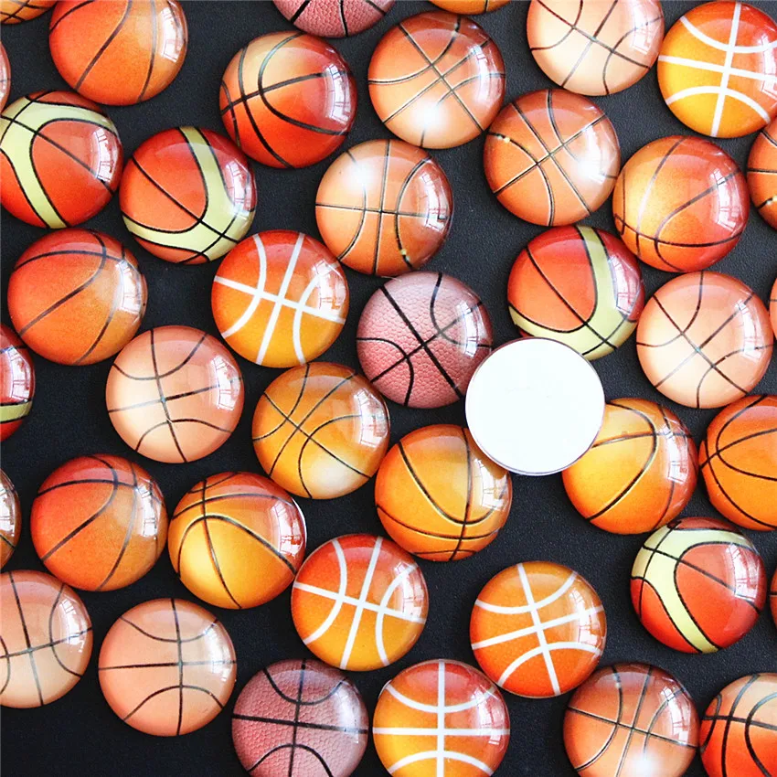 8mm 10mm 12mm 14mm 16mm 18mm 20mm 25mm Basketball Pattern Glass Cabochon Flatback Photo Base Tray Blank DIY Making Accessories