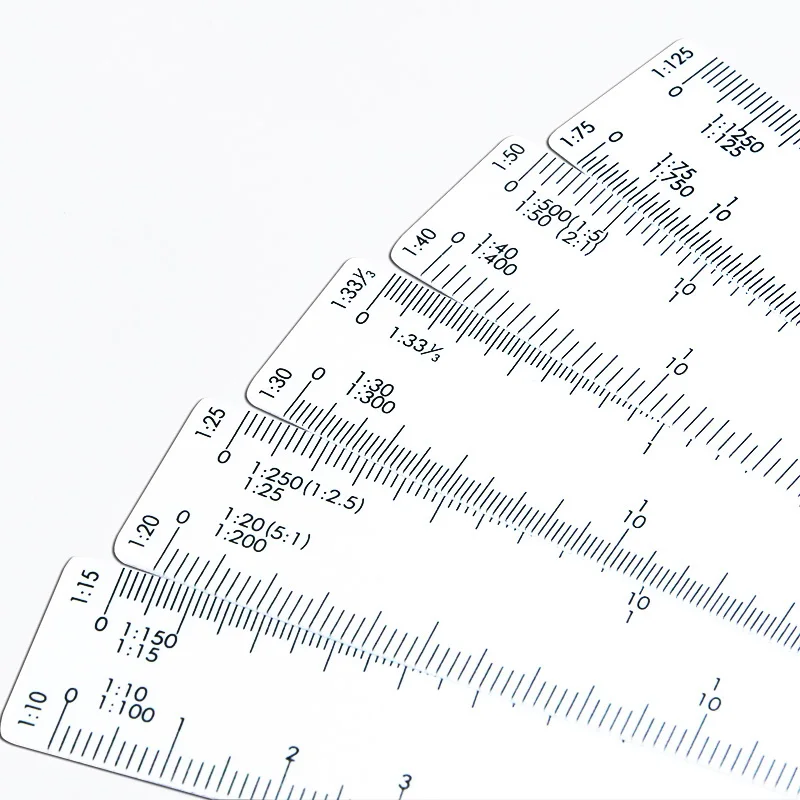 Fan Shape Scale Ruler with 5 Blades for Engineering Architects Multifunctional multiscale 5 sizes foldable rulers 5