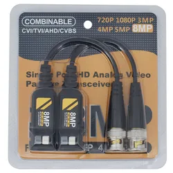 Transmisor de par trenzado para cámara de seguridad de 5MP y 8MP, transceptor de Cables de transmisión Balun de vídeo pasivo, CCTV, 10 pares