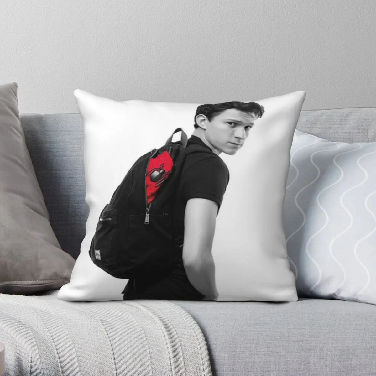 

Tom Holland Square Pillowcase Polyester Linen Velvet Pattern Zip Decorative Throw Pillow Case Home Cushion Cover