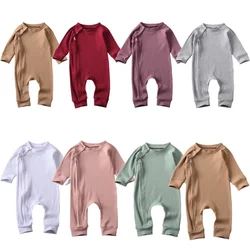 Cathery Newborn Baby Boys Girls Long Sleeve Rompers Knit Solid Jumpsuits Pajamas Footless Sleeper Coveralls Toddler Clothes Sets