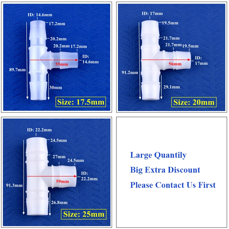 Big Size 17.5 20 25mm Plastic Tee Connectors Garden Irrigation Pipe Joint Aquarium Tank Air Pump Hose Pagoda Joints 1~100pcs/lot