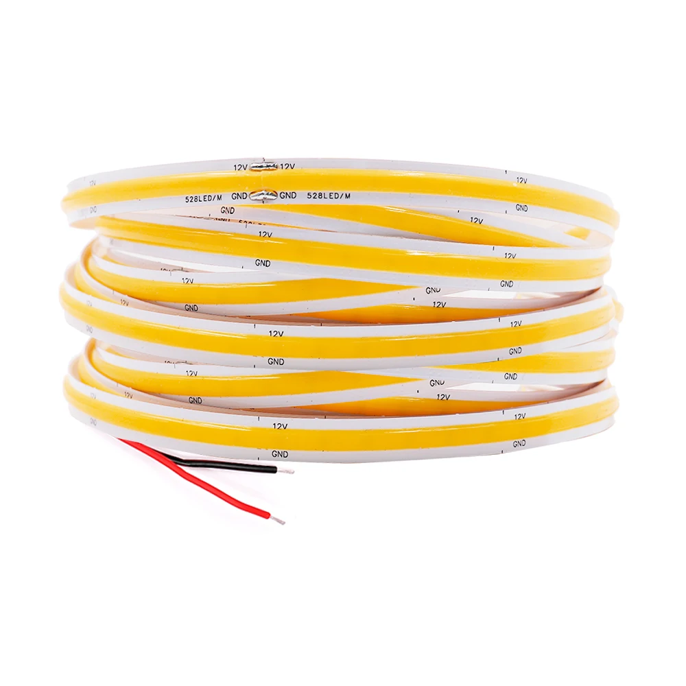 Tira de luces LED COB de alta densidad, cinta Flexible de 9 colores, IP67, resistente al agua, 320, 384, 528, 12V, 24V, Ra90, 5m por lote