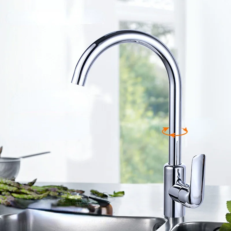 

304 Stainless Steel Electroplating Bright Hot and Cold Vegetable Sink Faucet Simple Kitchen Rotating Sink Vegetable Basin Faucet