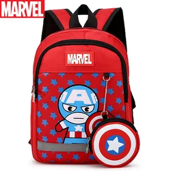 Marvel Kids Backpacks For Boys Printed Captain America Spider Man Pattern Casual School Bags Teenagers Lightweight Cute Knapsack