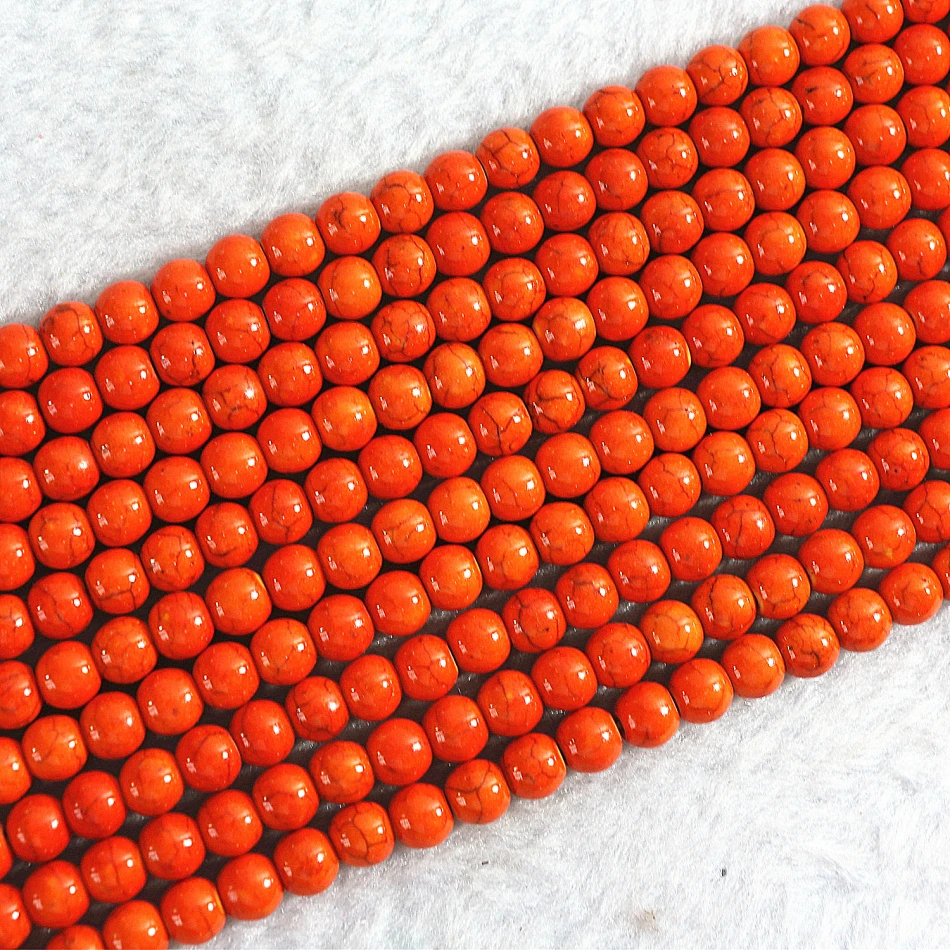 Fashion orange calaite turquoises stone 4mm 6mm 8mm 10mm 12mm new round beads diy trendy Jewelry making B301