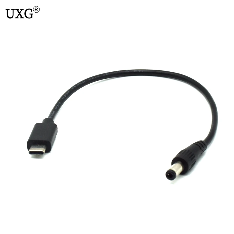 

USB 3.1 Type C USB-C to DC 5.5 2.5mm Power Plug Extension Charge Cable for Cell Phone 25cm
