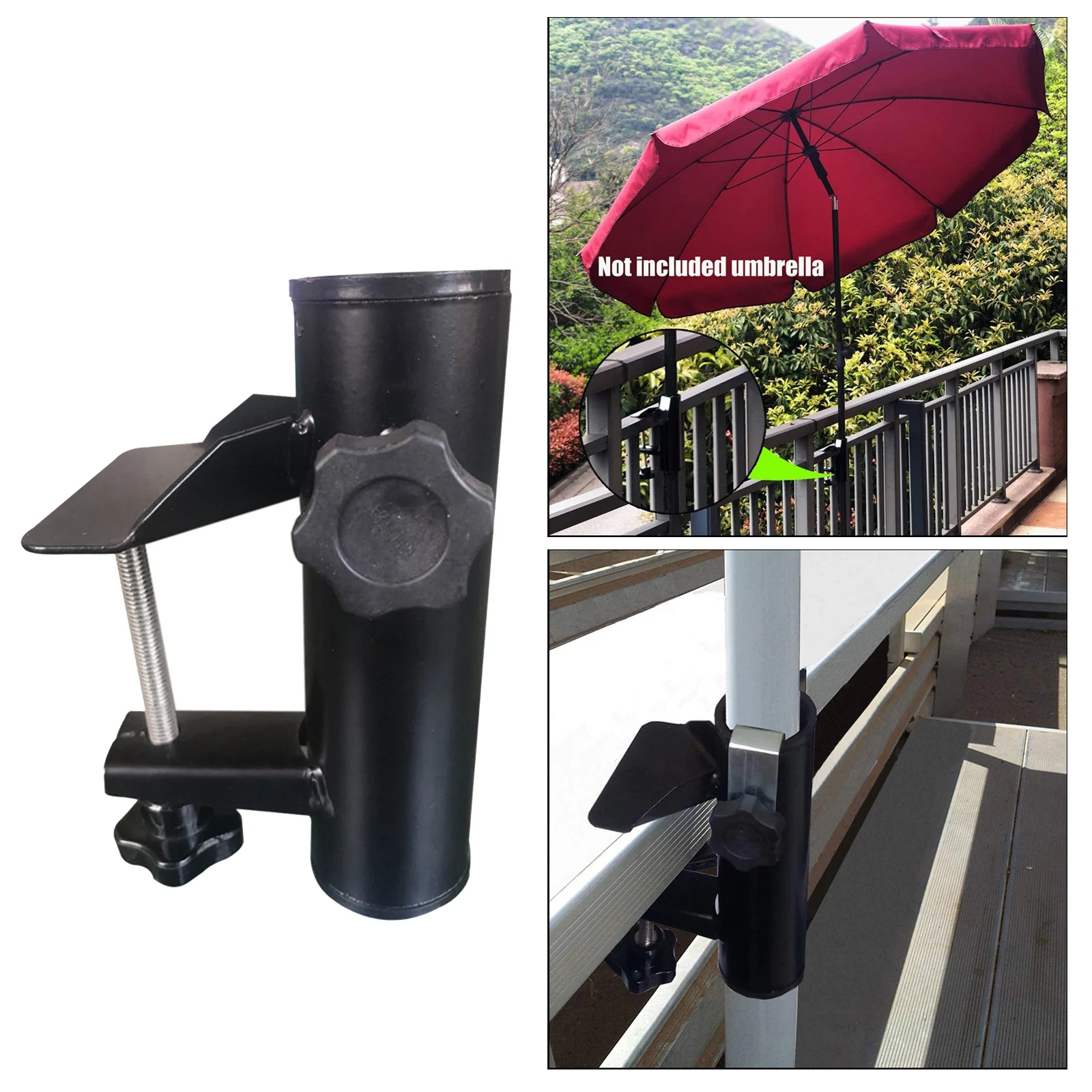 Garden Courtyard Balcony Patio Parasol Fishing Umbrella Holder Fixed Clip Chair Clamp Patio Unbrella Holder Stand Deck Mountbase