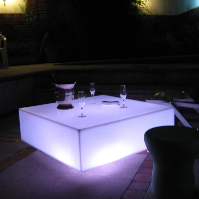 Rechargeable LED Bar Table, PE Material Square Tray, LED Furniture, Party,SK-LF23, L60 * W60 * H13cm 1pc