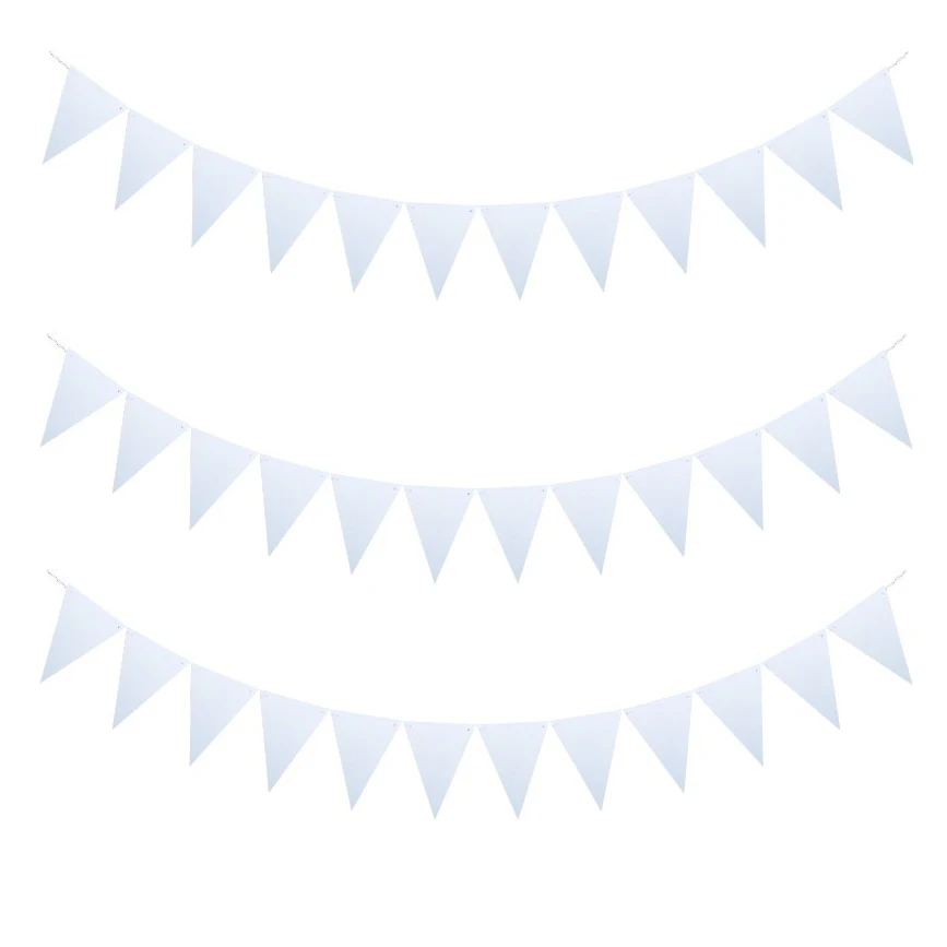 3 Styles 8M 18Flags Full White Nonwoven Or Fabric Paper Banners Garland Bunting Flags Bridal Wedding Decoration Party Decoratio