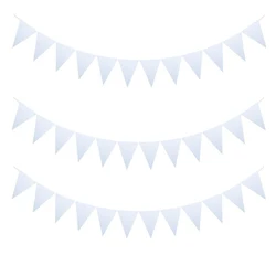 3 Styles 8M 18Flags Full White Nonwoven Or Fabric Paper Banners Garland Bunting Flags Bridal Wedding Decoration Party Decoratio