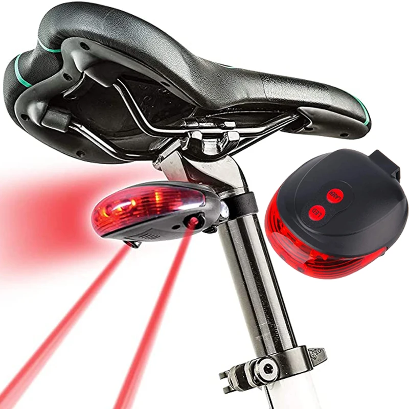 5 LED Bicycle Rear Light 2 Laser Bike Laser Light Waterproof Tail Light Flashlight Lamp Mountain Cycling Warning Night Taillight