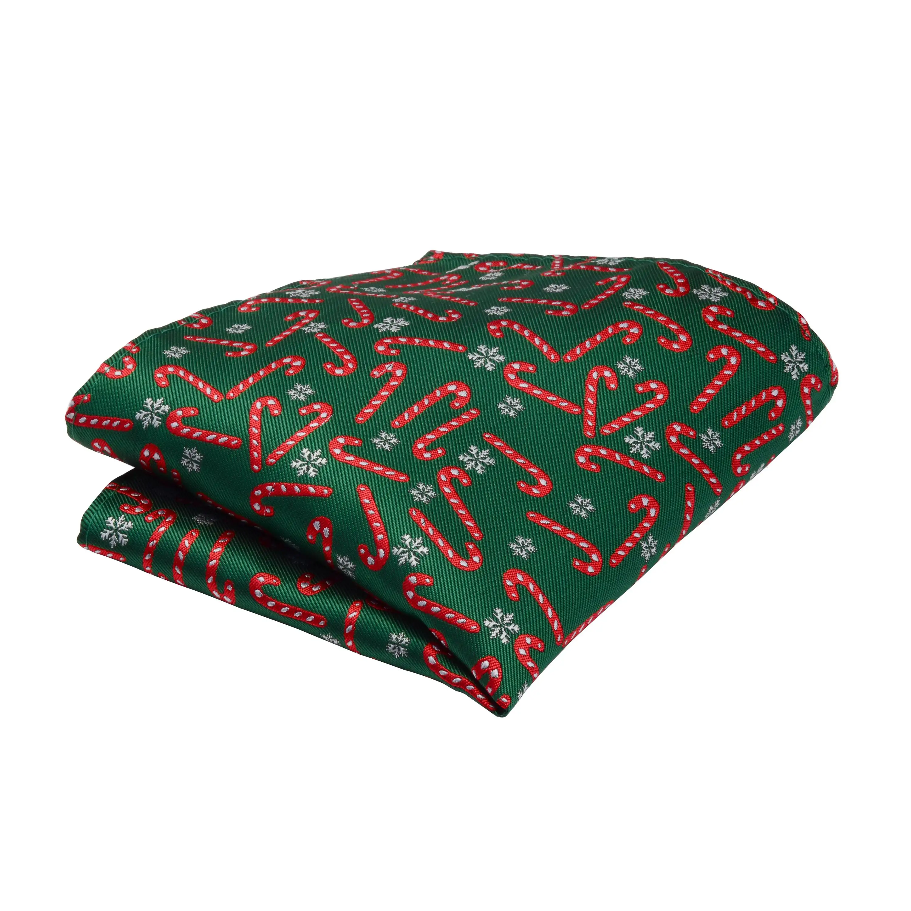 GUSLESON Christmas Red Green Handkerchief for Men Santa Claus Christmas Tree Snowman Pocket Square Wedding Hanky Festival Gift