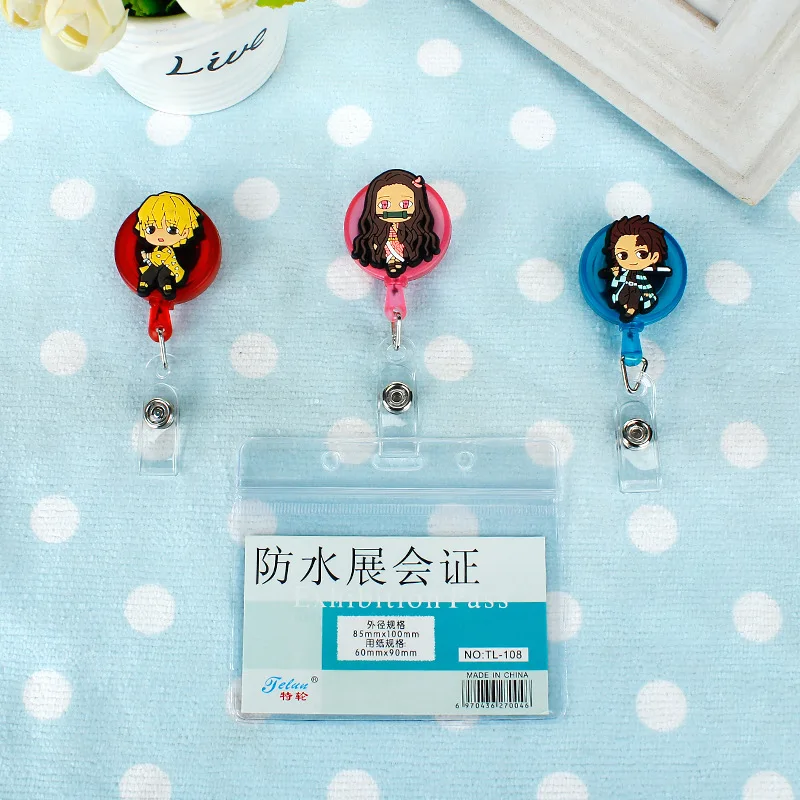 かわいい引き込み式のバッジホルダー漫画idネームカードストラップキーホルダーナースチェストカードホルダークリエイティブな携帯電話ストラップ