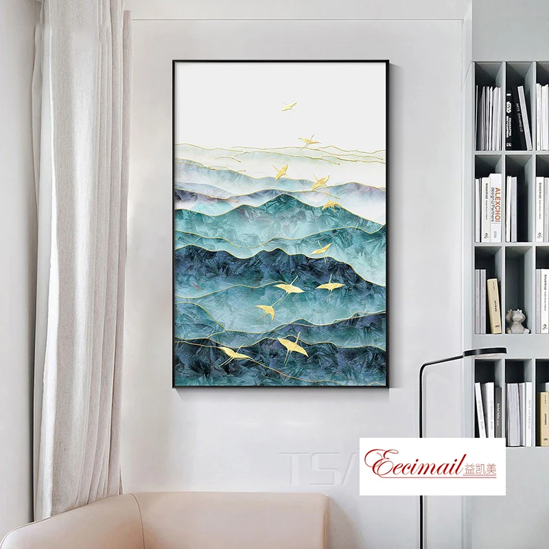 

EECAMAIL DIY Full Diamond Painting Chinese Style Entrance Porch Vertical Version Corridor Mountains Scenery Abstract 5D No Frame